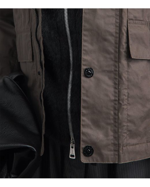 Stone Island Gray Waxed Canvas Field Jacket for men