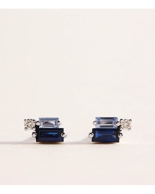 Suzanne Kalan Blue Diamond And Sapphire Bold Stud Earrings