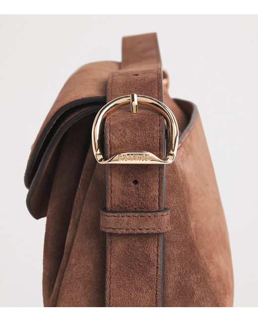 Sandro Brown Suede Le Mambo Shoulder Bag