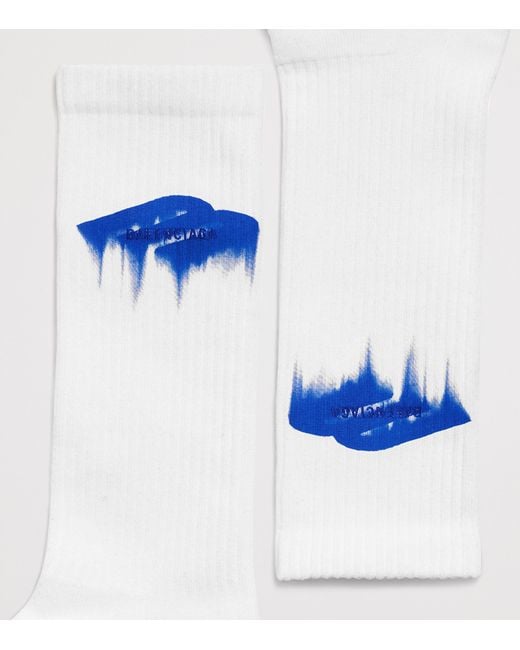 Balenciaga White Ribbed Printed Socks for men