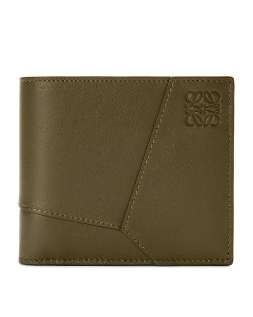 Loewe Green Leather Puzzle Edge Bifold Wallet for men