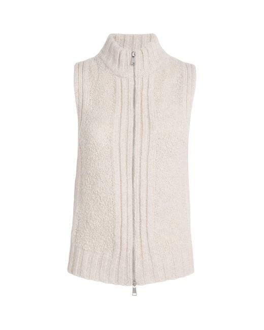 ME+EM White Teddy Boucle Wool-Blend Vest