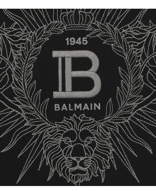 Balmain Black Embroidered Varsity Logo Tote Bag for men