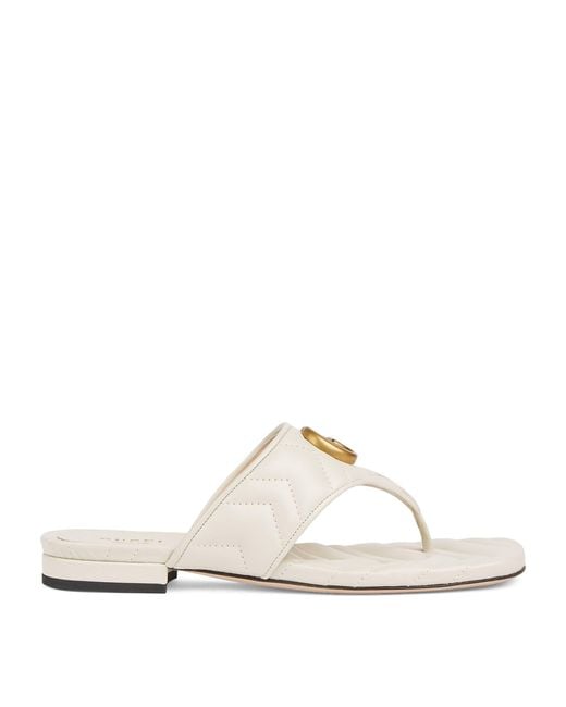 Gucci White Leather Double G Marmont Sandals