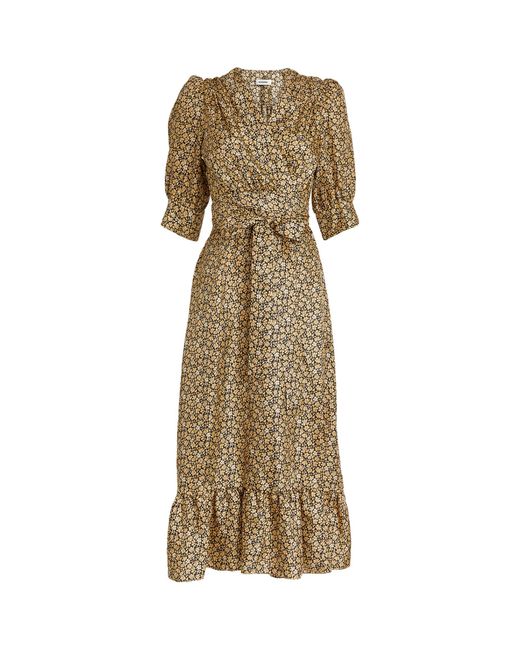 Sandro Silk Floral Midi Dress in Beige (Natural) | Lyst Canada