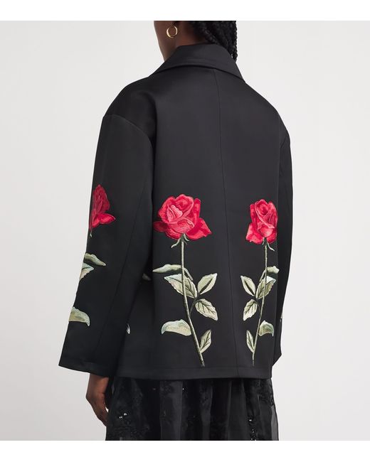 LEO LIN Black Rose-Embroidered Leyna Jacket