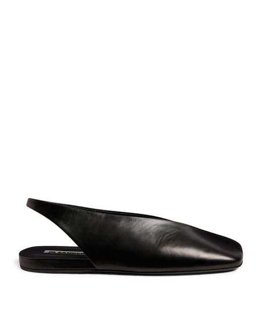 Jil Sander Black Leather Folded Slingback Flats