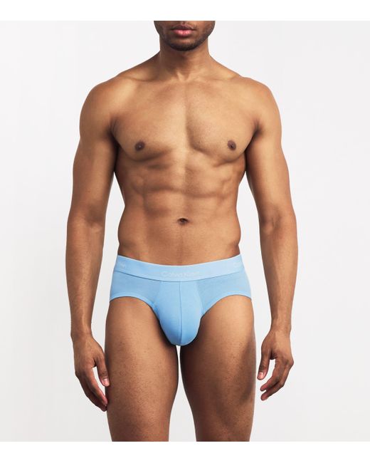 Calvin Klein Blue Cotton Stretch Icon Hip Briefs for men