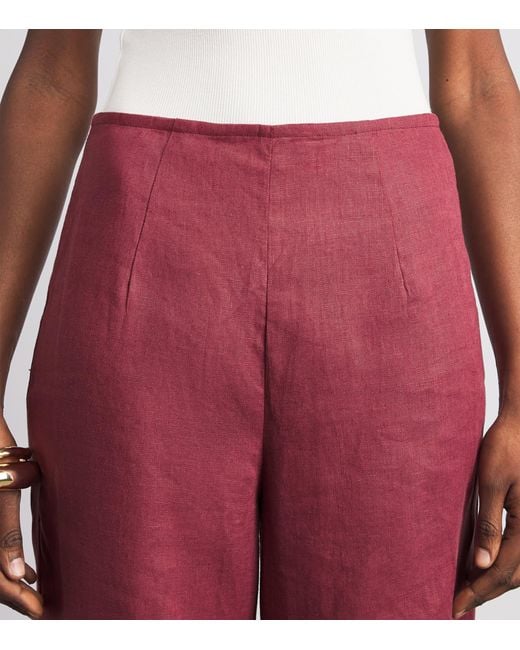 Faithfull The Brand Purple Linen Syna Wide-Leg Trousers