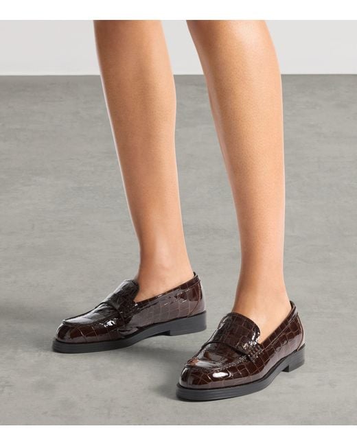 Jimmy Choo Brown Ivy Croc-Embossed Leather Loafers