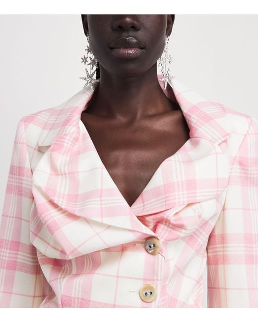 Vivienne Westwood Pink Check Asymmetric Drunken Jacket