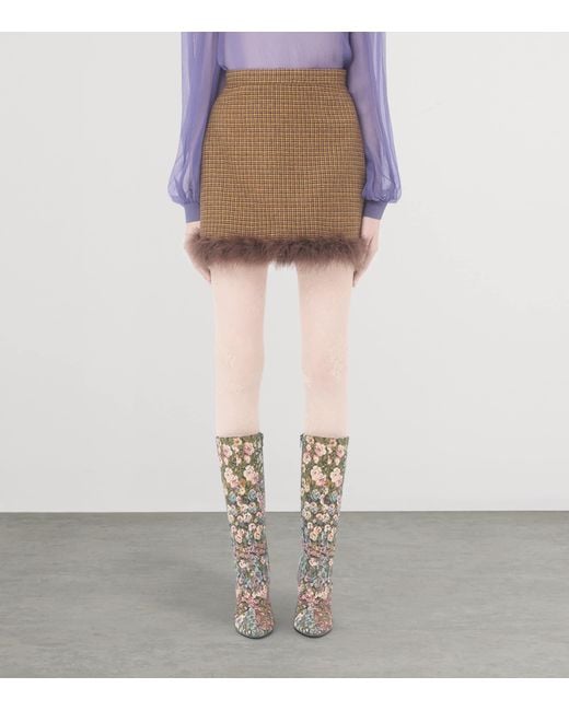 Valentino Natural Wool Check Mini Skirt