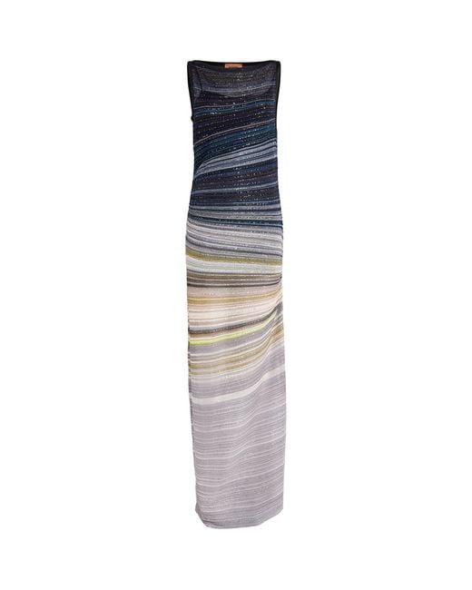 Missoni Multicolor Lamé Embellished Stripe Maxi Dress