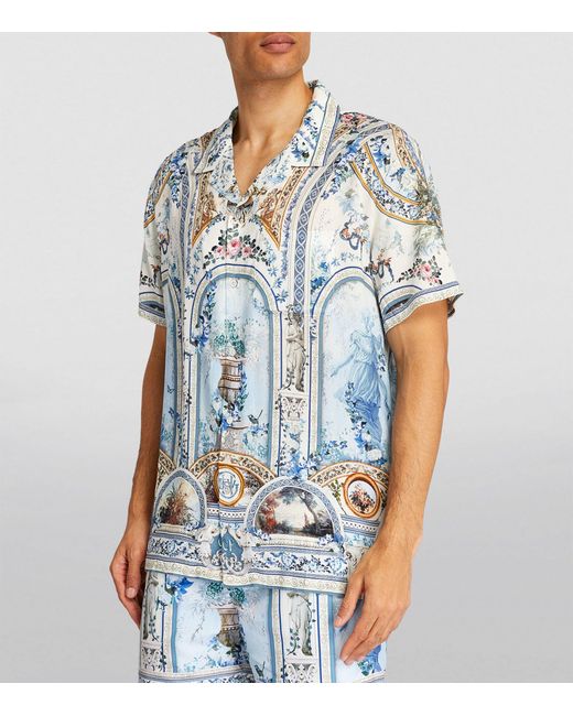 Camilla Blue Printed Short-sleeve Shirt for men