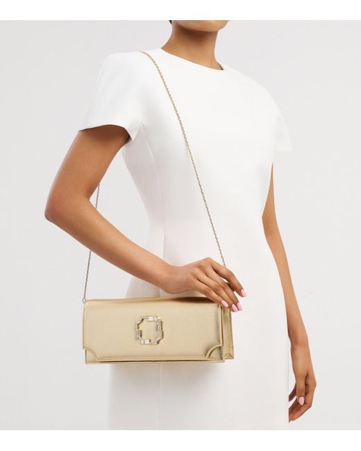 Malone Souliers Natural Metallic Leather Vivien Clutch Bag