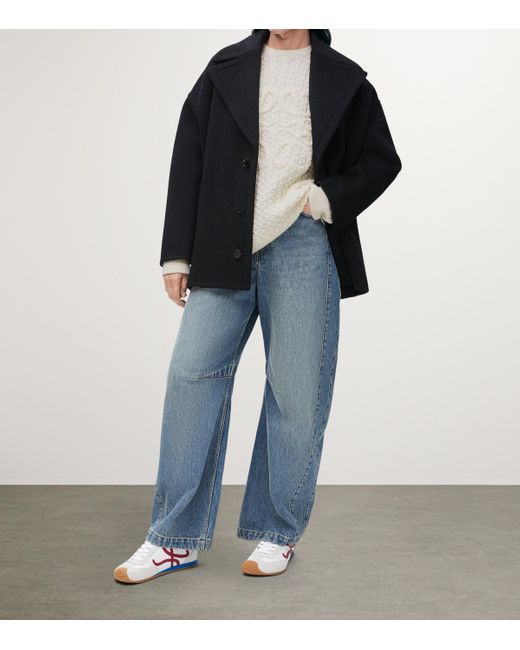 Loewe Black Wool Single-Breasted Coat