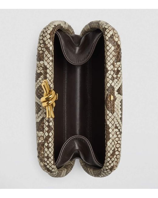 Bottega Veneta Metallic Snakeskin Knot Clutch Bag