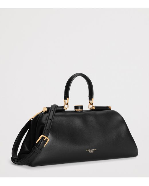Dolce & Gabbana Black Medium Leather Grandma Top-Handle Bag