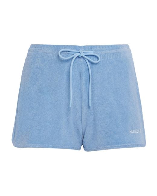 Hunza G Blue Cotton Terry Towelling Shorts