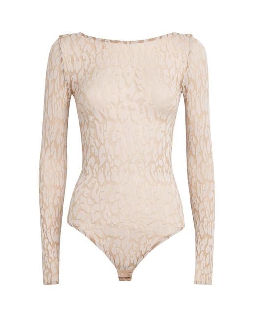 Wolford Natural Leopard Thong Bodysuit