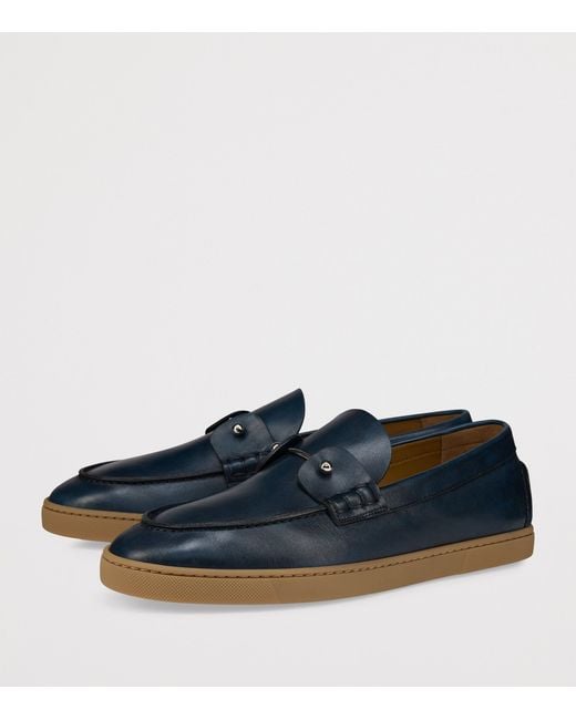 Christian Louboutin Blue Chambeliboat Leather Boat Shoes for men
