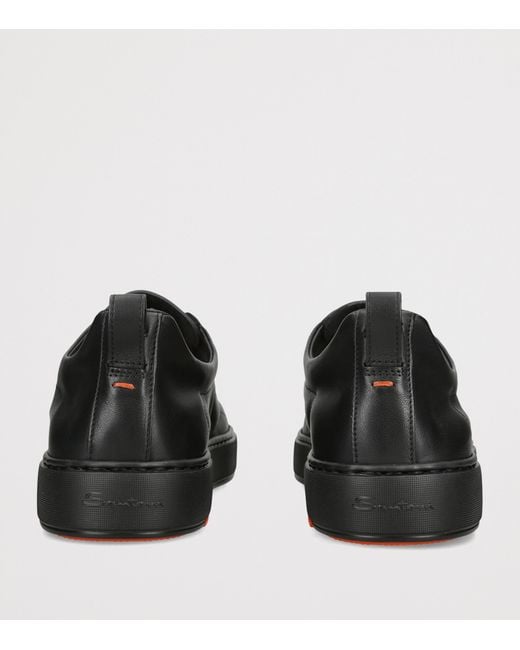 Santoni Black Leather Victory Sneakers for men