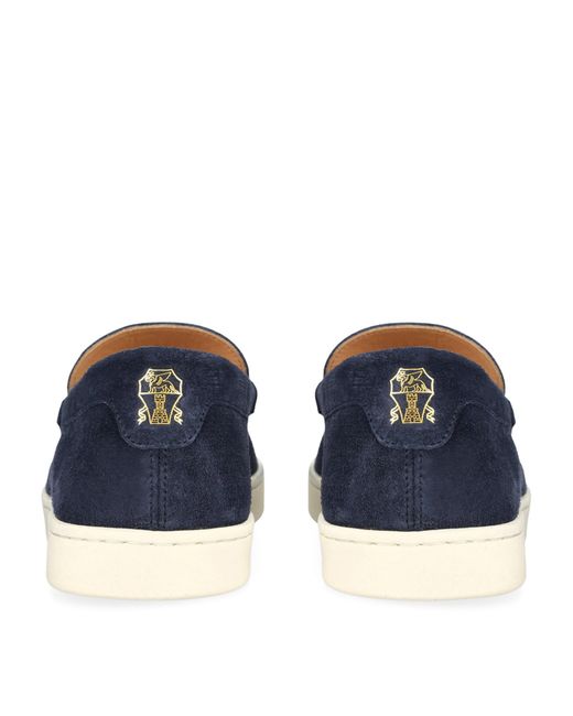 Brunello Cucinelli Blue Suede Hybrid Loafers for men