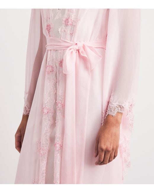 Rosamosario Pink Silk Georgette Embellished Robe