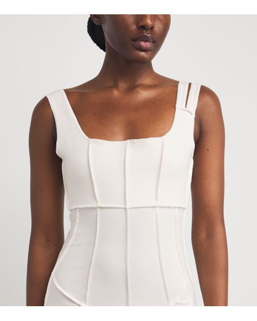 Nadine Mos White Cotton Overlock Midi Dress