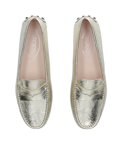 Tod's White Leather Gommino Driving Shoes