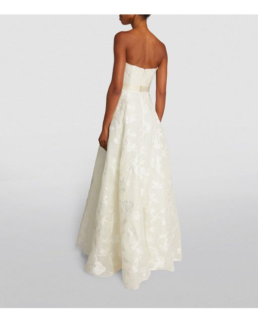 Erdem White Organza Strapless Gown