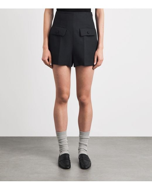 Sandro Black Wool High-Rise Shorts