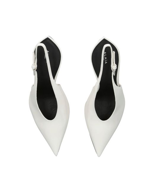 Alaïa White Patent Leather Invisible Wedge Slingback Pumps 90