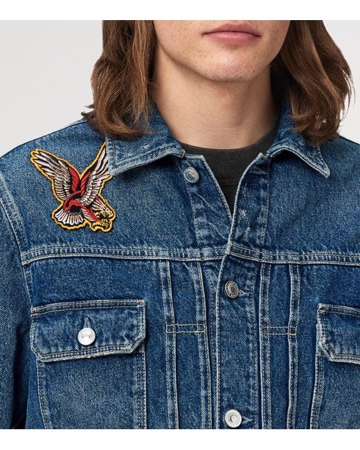 AllSaints Blue Exile Patch Denim Jacket for men