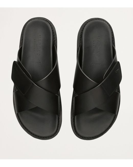 Harry's Of London Black Leather Promenade Cross Sandals for men