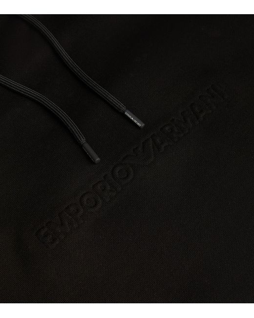 Emporio Armani Black Cotton Logo Hoodie for men