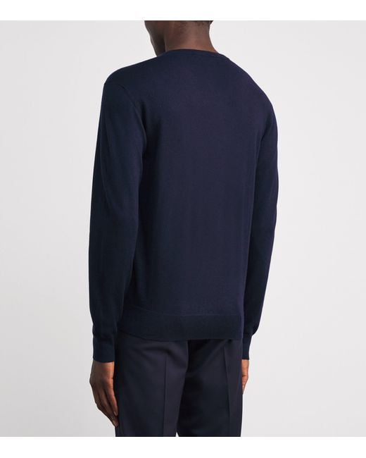 Ralph Lauren Blue Cashmere V-Neck Sweater for men