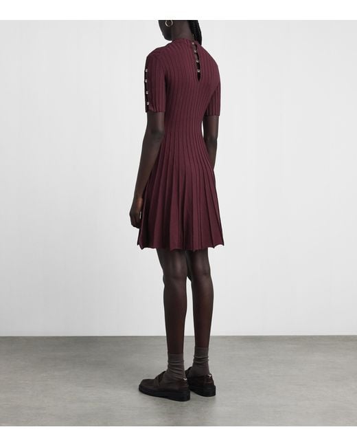 Maje Purple High-Neck Mini Skater Dress