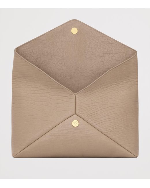 Saint Laurent Natural Large Leather Cassandre Envelope Pouch