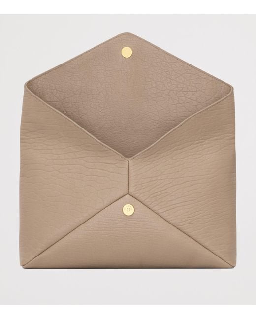 Saint Laurent Natural Large Leather Cassandre Envelope Pouch