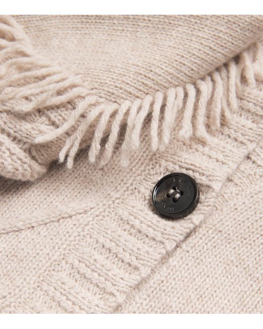 Weekend by Maxmara Natural Virgin Wool Fringe Cardigan