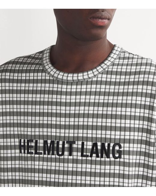 Helmut Lang Gray Digital Check Logo T-Shirt for men