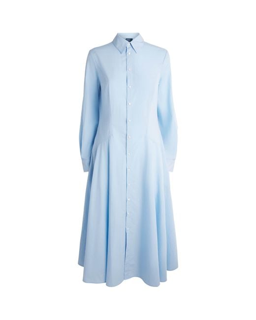 Polo Ralph Lauren Blue Cotton Panelled Midi Dress