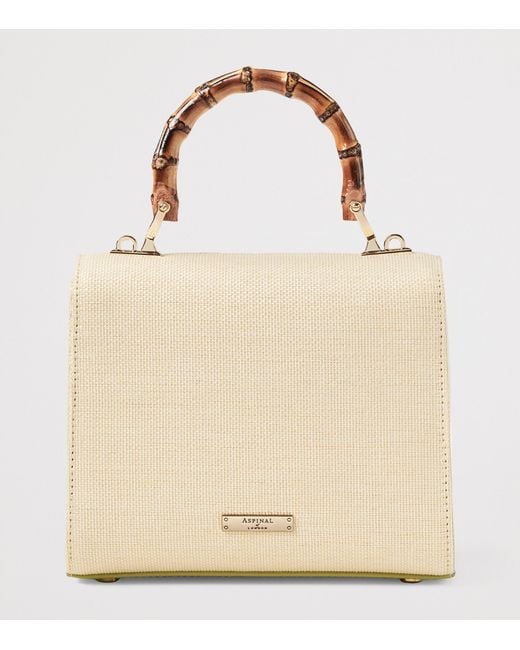 Aspinal Metallic Raffia Floral Embroidery Mayfair Bag