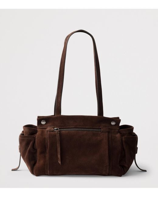 Prada Brown Medium Suede Route Tote Bag