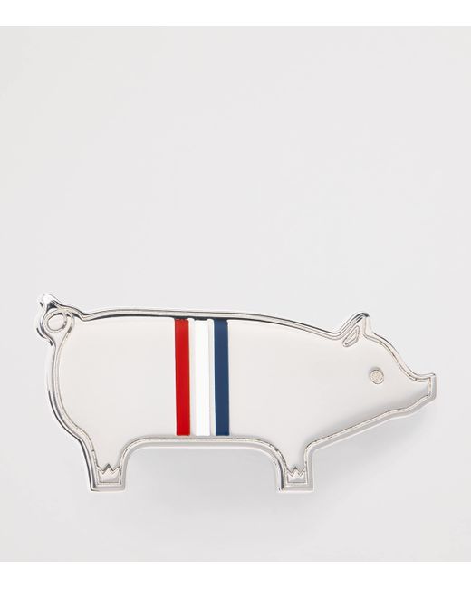 Thom Browne Black Sterling Pig Tie Bar for men