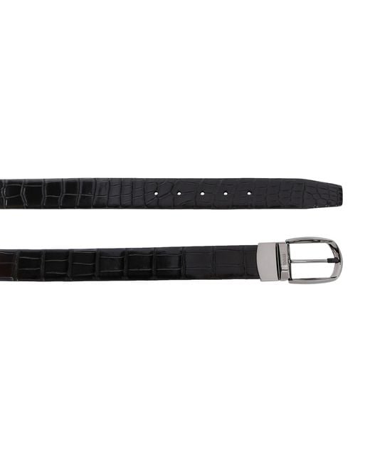 Zegna Black Crocodile Skin Parentesi Belt for men