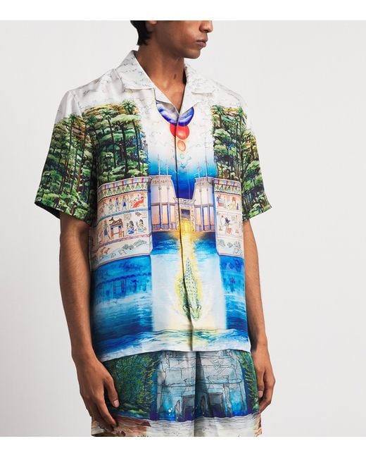 Casablanca Green Silk Trompe L'Oeil Shirt for men