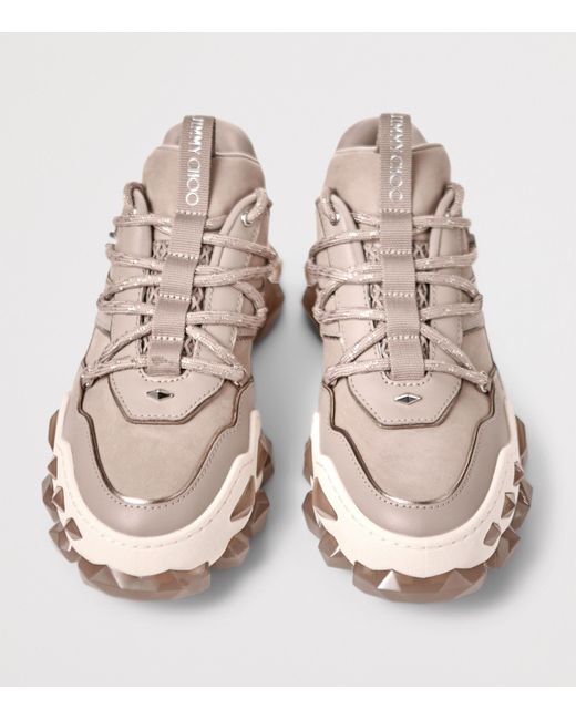 Jimmy Choo Pink Diamond X Leather Sneakers