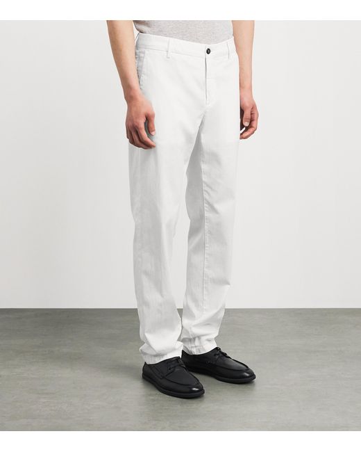 Eleventy White Cotton-Silk Chinos for men